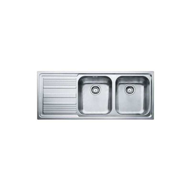 foto del prodotto franke llx 621. colore del prodotto acciaio inox, numero di vasche per lavello 2 ciotole, dimensioni prima vasca lxl 340 x 400 mm. larghezza 