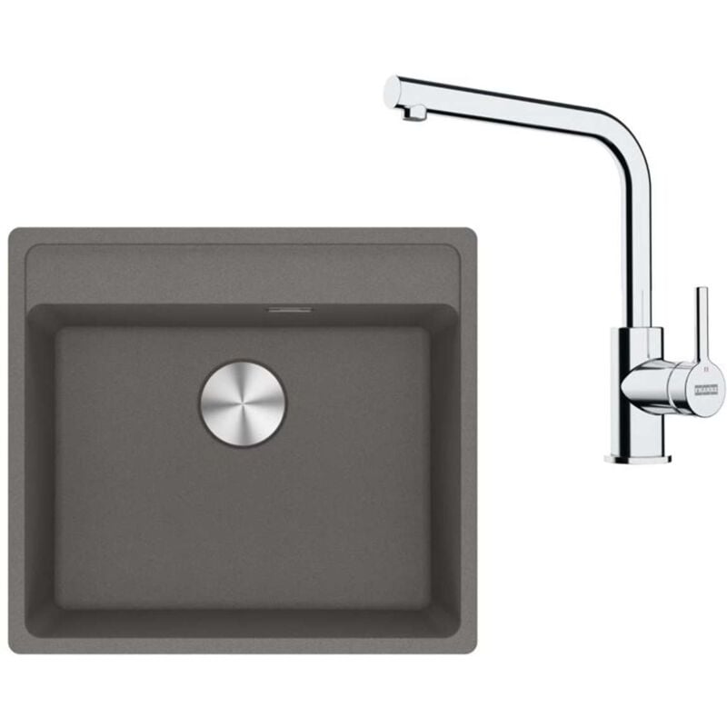 foto del prodotto franke set set da cucina g255 k, lavello in fragranite mrg 610 52 rtl e miscelatore fs 3230.031, pietra grigia cromo 114.0700.710