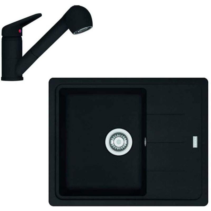 foto del prodotto franke set set da cucina g55, lavello in fragranite bfg 611 62 e miscelatore fc 9547.901, nero spazzolato 114.0675.661