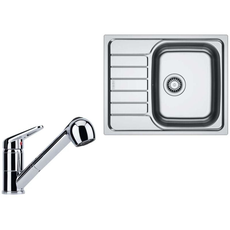 foto del prodotto franke set set da cucina n103, lavello in acciaio inox skn 611 62 e miscelatore fc 9547.031, cromo 101.0731.383