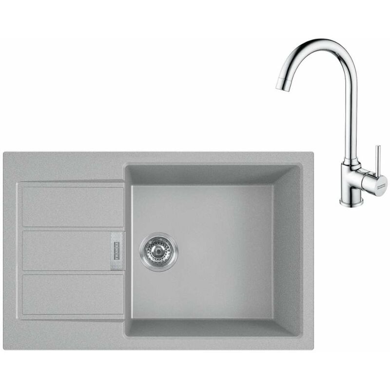 foto del prodotto franke set set da cucina t106, lavello in tectonite s2d 611 78 xl e miscelatore fp 9000.031, grigio cromo 143.0675.733