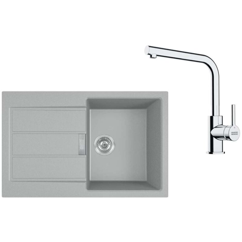 foto del prodotto franke set set da cucina t115 , lavello in tectonite s2d 611 78 e miscelatore fs 3230.031, grigio cromo 143.0687.349