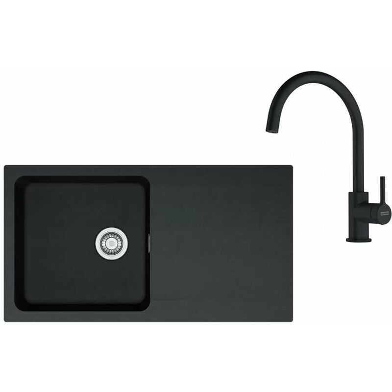foto del prodotto franke set set da cucina t120 , lavello in tectonite oid 611 e miscelatore fc 6018.901, nero nero opaco 143.0687.326