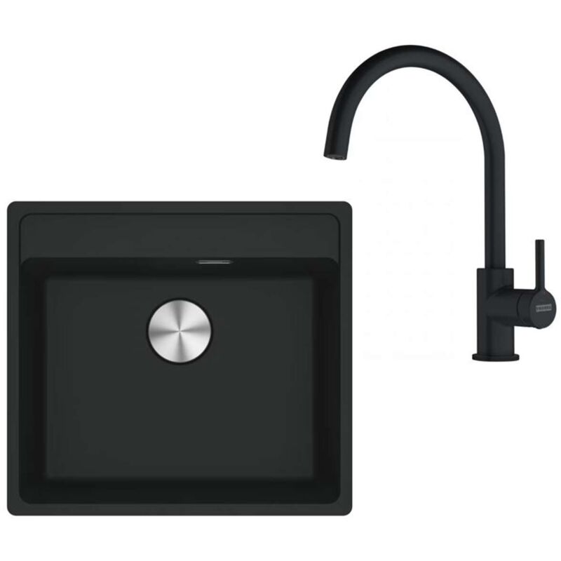 foto del prodotto franke set set per cucina g274m , lavello in fragranite mrg 610 52 rtl e miscelatore fc 6018.901, nero opaco 114.0700.787