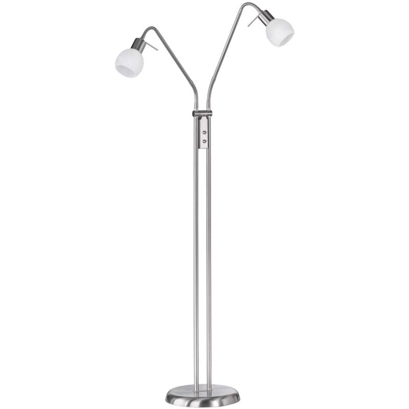 immagine 0 del prodotto frankystar antibes piantana metallo acciaio satinato con 2 diffusori flessibili vetro alabrastro con accensione separata h. 125cm