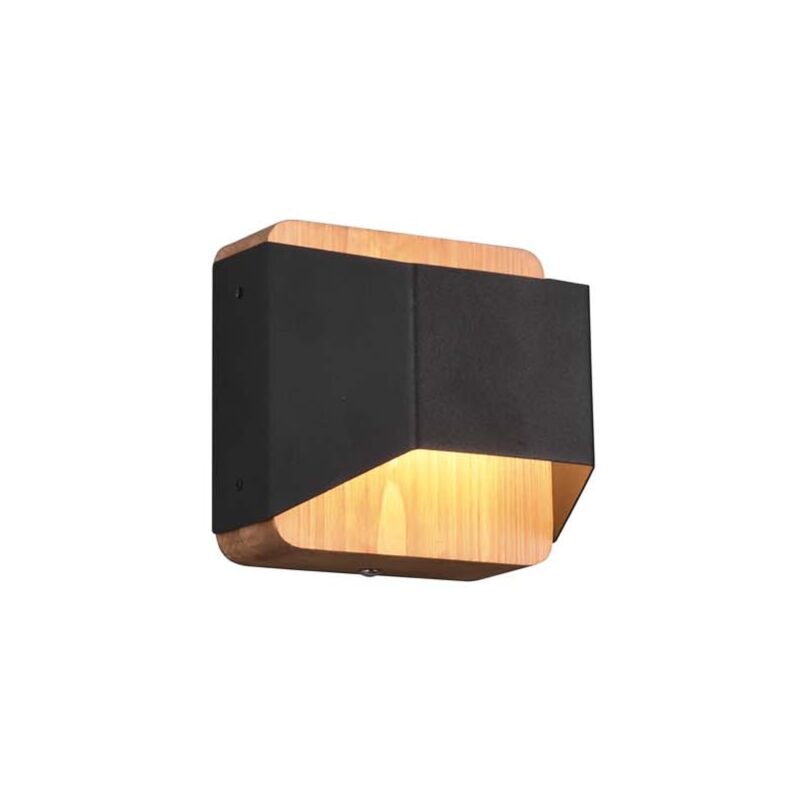 foto del prodotto frankystar arino applique led biemissione legno naturale con fascia nera dimmerabile con interruttore l. 12,2cm