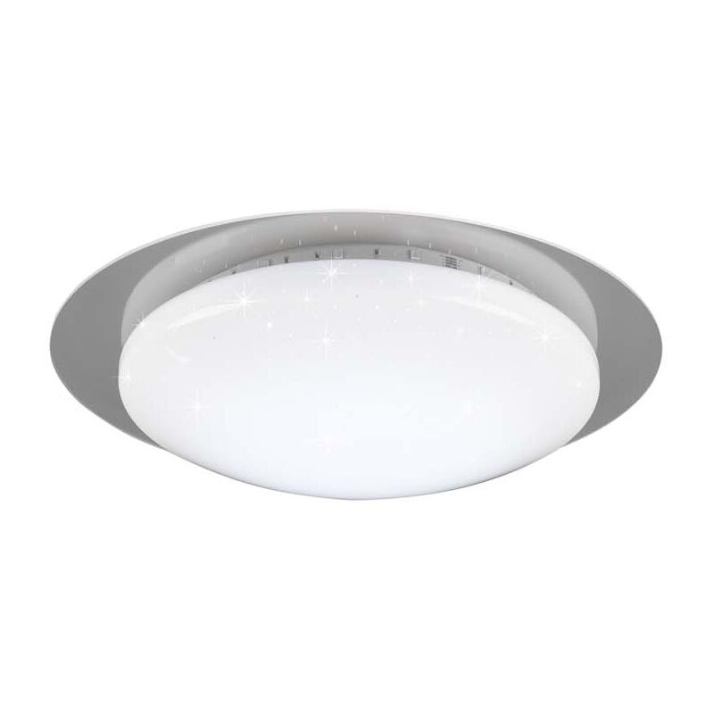 foto del prodotto frankystar bilbo plafoniera led diffusore bianco effetto stelle con bordo trasparente con rgb retroilluminato e telecomando multifunzione d.35