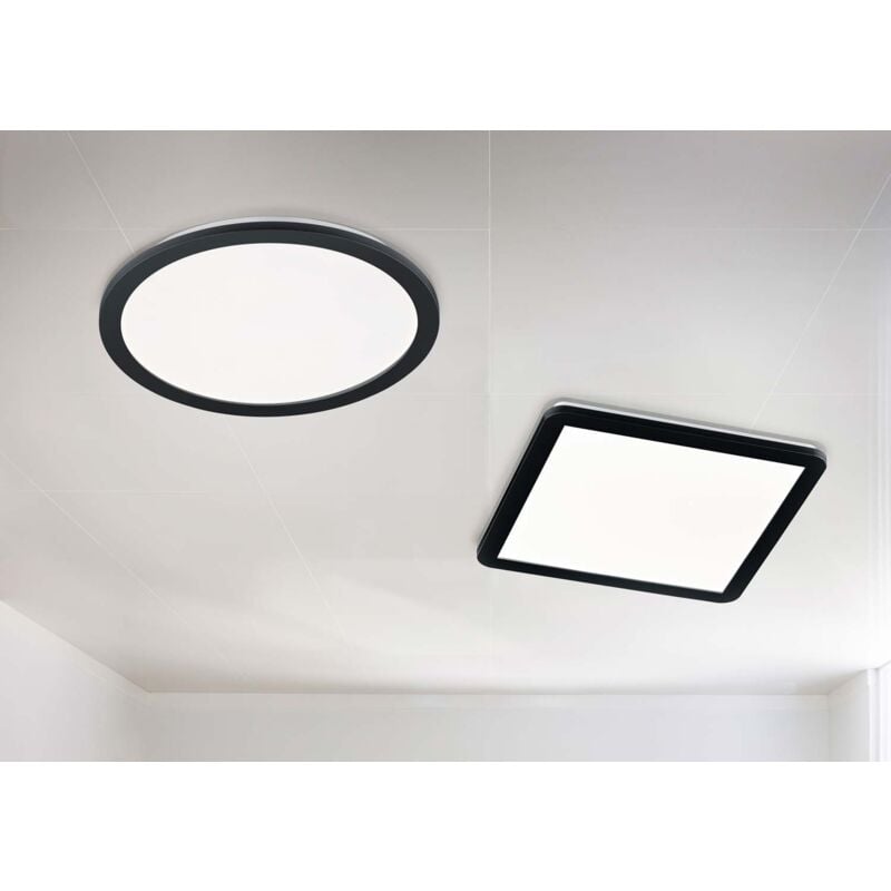 foto del prodotto frankystar camilla h2o plafoniera led quadrata bordo nero dimmerabile con interruttore ip44 d. 40cm