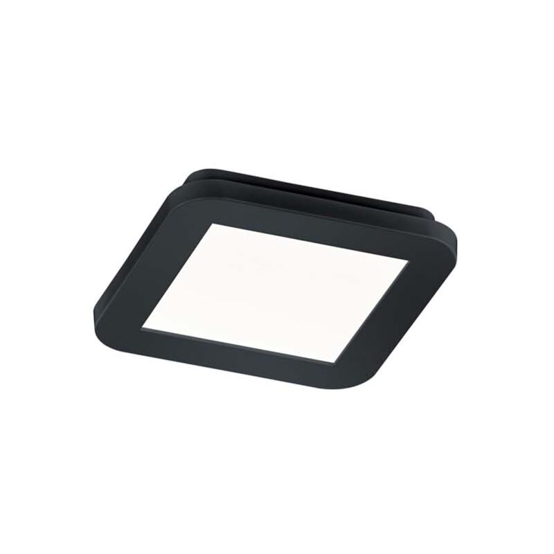 foto del prodotto frankystar camillus plafoniera led quadrata metallo nero opaco con funzione dimmerabilita con normale interruttore a parete ip44 l. 17cmx17cm