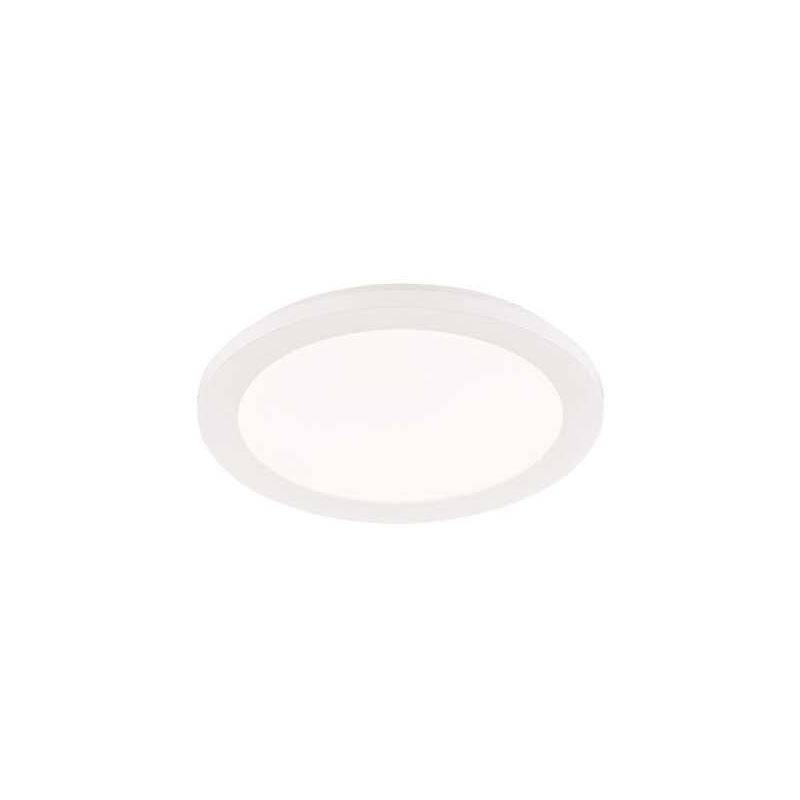 foto del prodotto frankystar camillus plafoniera led tonda metallo bianco opaco con funzione dimmerabilita con normale interruttore a parete ip44 d. 26cm