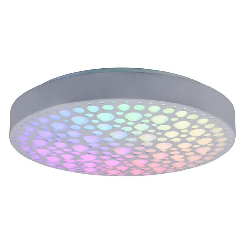 foto del prodotto frankystar chizu plafoniera led rotonda bianca effetto cerchi anche rgb con telecomando multifunzione d. 40cm