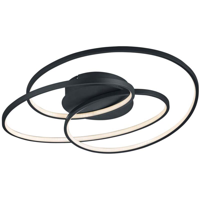 foto del prodotto frankystar gale plafoniera led nera cerchi concentrici con regolazione intensita con interruttore d.60cm