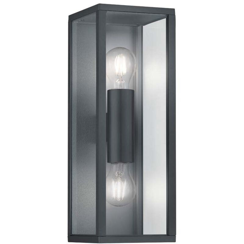 foto del prodotto frankystar garonne applique da esterno doppia lampadina fusione di alluminio antracite e vetro trasparente ip44 h.40cm