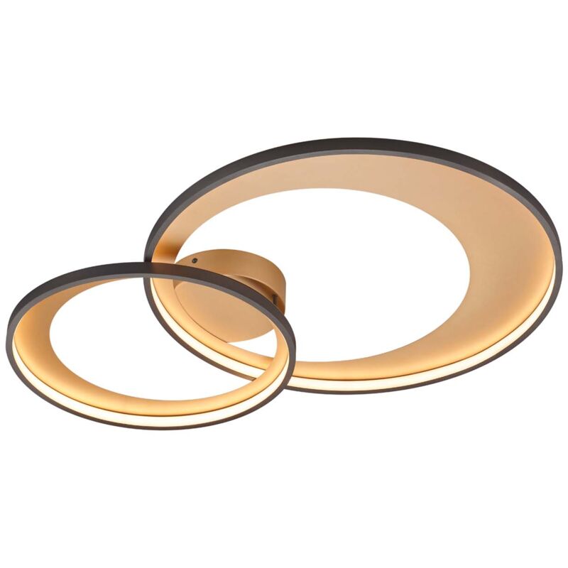foto del prodotto frankystar granada plafoniera led doppio crechio nero con riflettore oro opaco con funzione regolazione intensita con interruttore parete l. 85cm