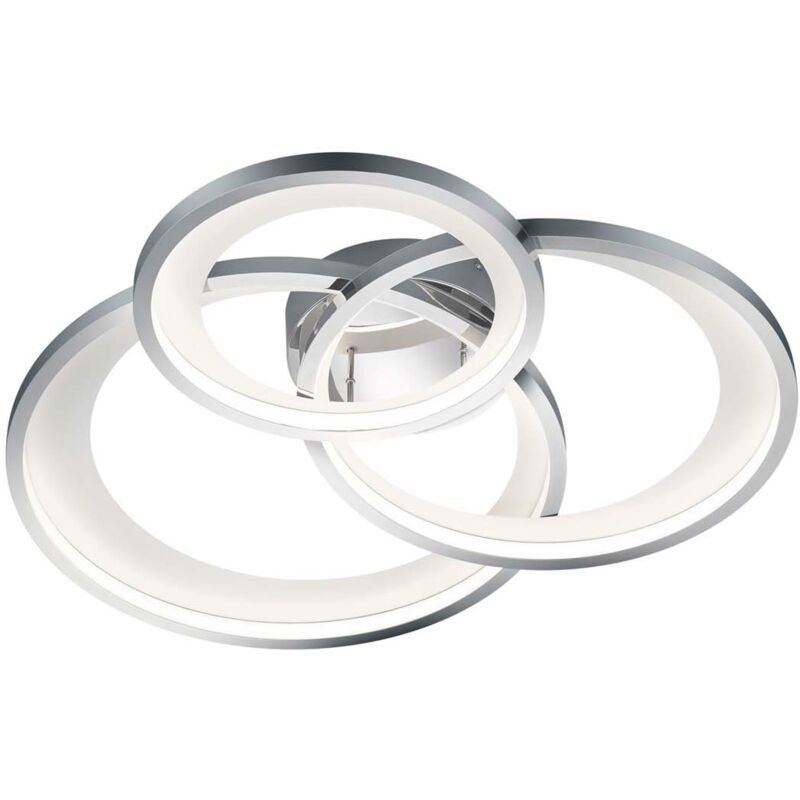 foto del prodotto frankystar granada plafoniera led triplo cerchio cromo con riflettore bianco opaco con funzione regolazione intensita con interruttore parete l.