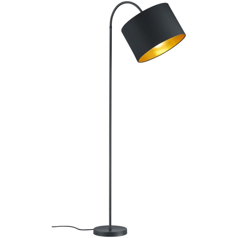 foto del prodotto frankystar hostel piantana diffusore orientabile con flessibile paralume tessuto nero interno oro h.156cm, d.35cm