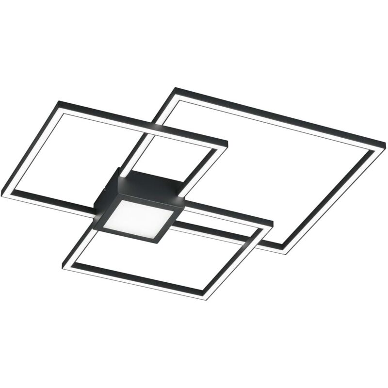 foto del prodotto frankystar hydra plafoniera led metallo antracite triplo quadrato luce centrale dimmerabile con interr. l. 66x66cm