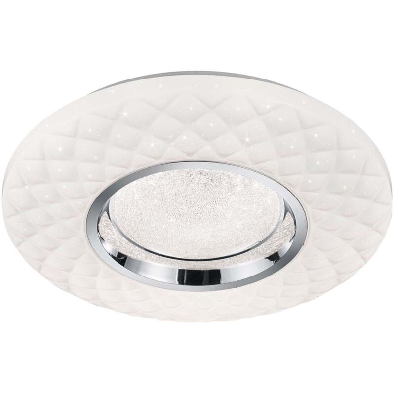 foto del prodotto frankystar magnolia plafoniera led cromo ed effetto cristallo con telecomando con funzioni di variazione luce calda e fredda, regolazione