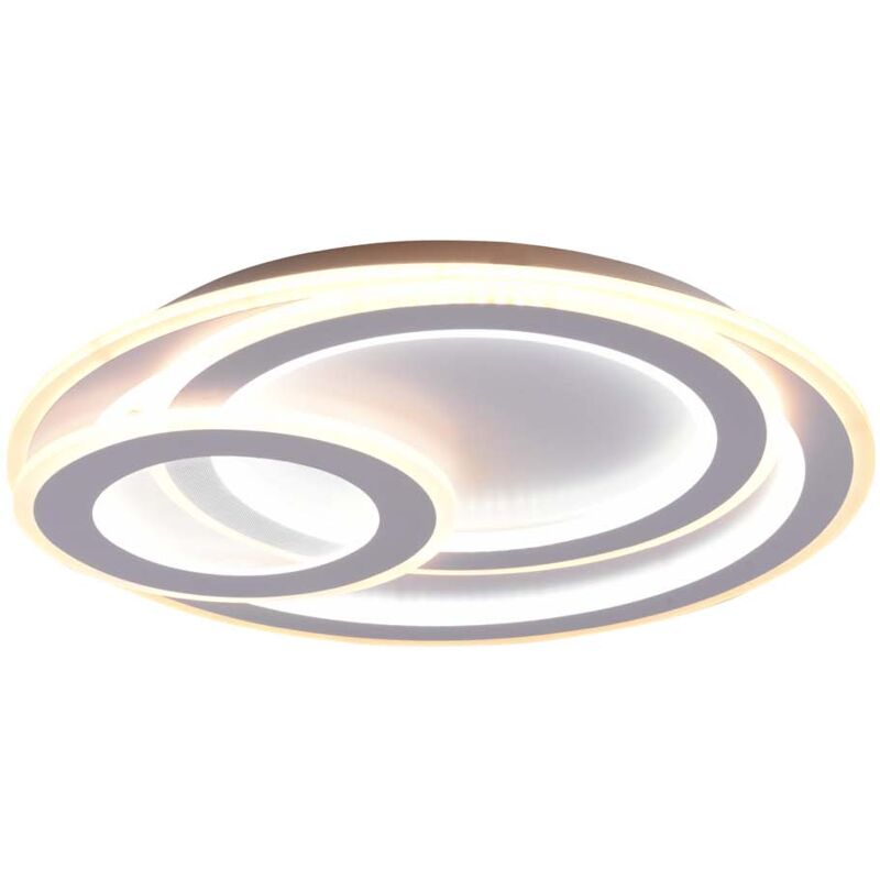 foto del prodotto frankystar mita plafoniera led bianca cerchi 3d con telecomando multifunzione regolazione intesita e temperatura di colore d. 51cm