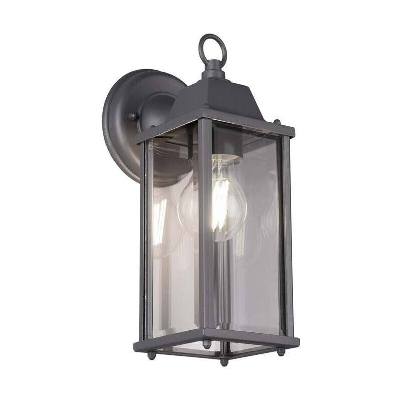 foto del prodotto frankystar olona applique da esterno down fusione di alluminio verniciata antracite con diffusore vetro trasparente ip44 h.30cm