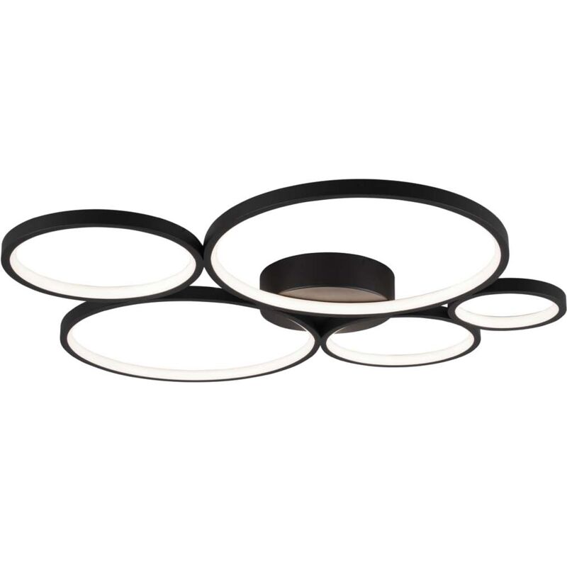 foto del prodotto frankystar rondo plafoniera led 5 cerchi metallo nero opaco con variazione intensita con interruttore a parete l. 59cm