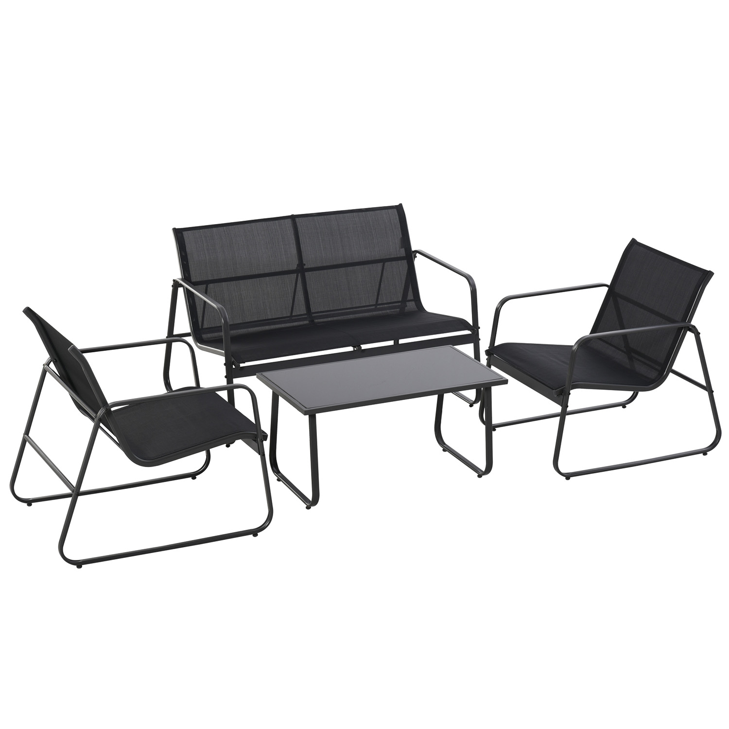 foto del prodotto frankystar sakura salottino da giardino di design con divanetto 2 poltrone tavolino da caff con ripiano in vetro. set lounge da esterno 4
