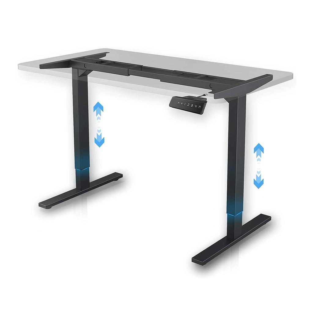 foto del prodotto frankystar stand up desk scrivania elettrica con tecnologia dual motor, con regolazione digitale. postazione mobile da ufficio per pc laptop computer per lavorare in piedi. nero
