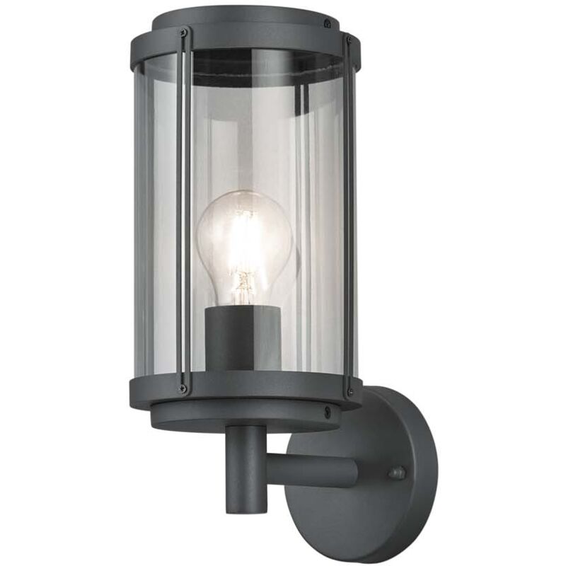 foto del prodotto frankystar tanaro applique da esterno fusione di alluminio antracite con diffusore vetro trasparente ip44 h.31cm