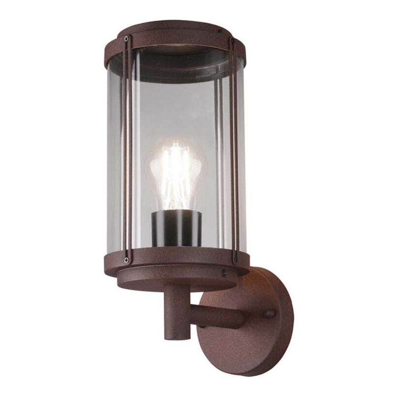 foto del prodotto frankystar tanaro applique da esterno fusione di alluminio effetto ruggine con diffusore vetro trasparente ip44 h.31cm