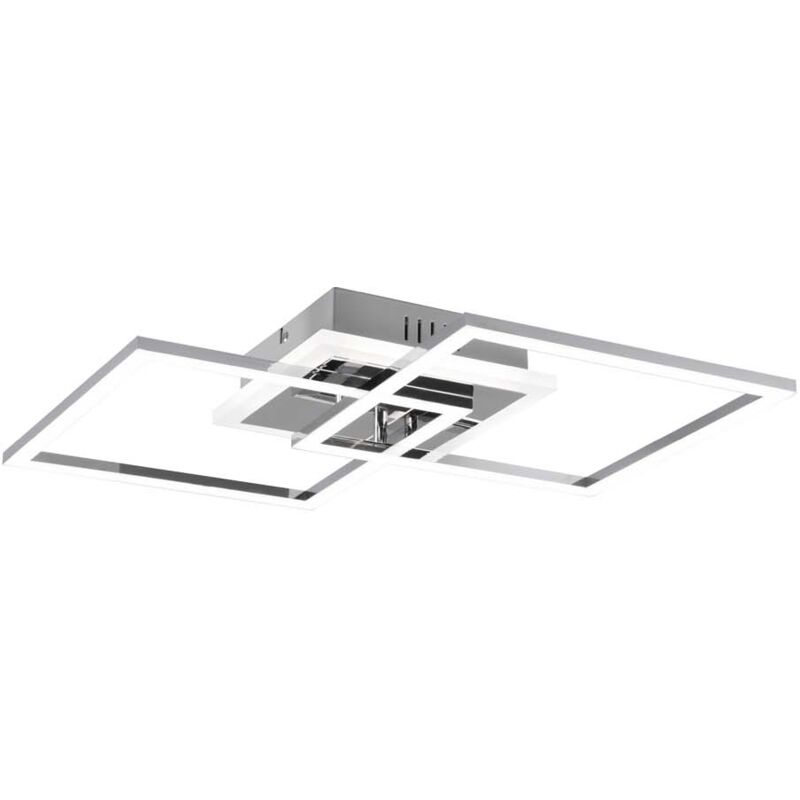 foto del prodotto frankystar venida plafoniera led doppio quadrato cromato con luce centrale regolazione intensita interruttore l.58cm