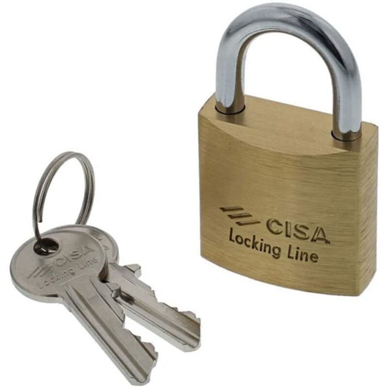 foto del prodotto fraschetti cisa locking line lucchetto ad arco normale in ottone con 2 chiavi 40mm