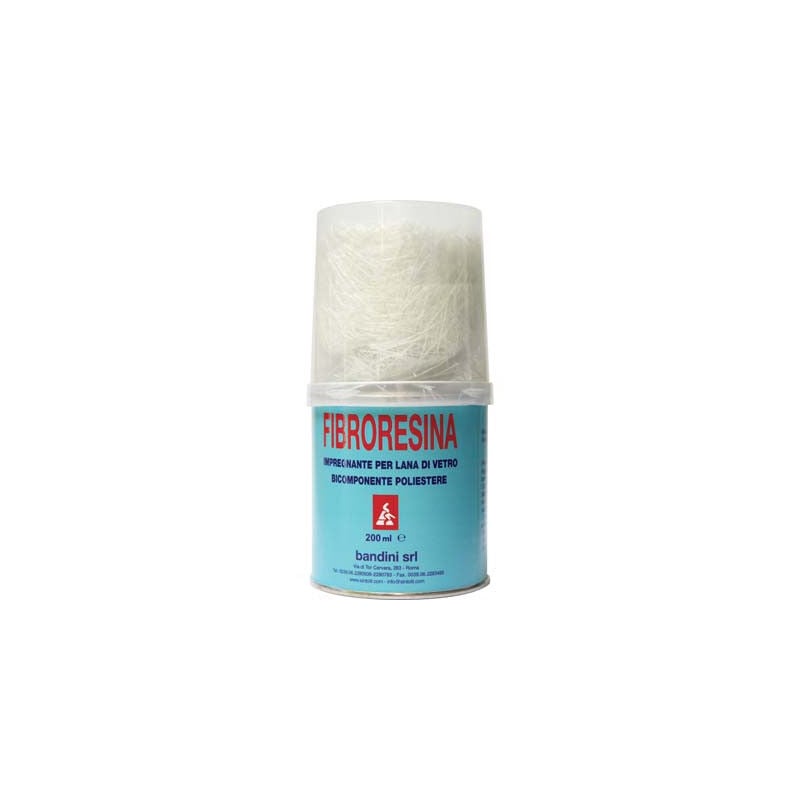 foto del prodotto fraschetti kit fibro resina bicomponente con resina, foglio lana di vetro, ciotola e pennello ml.200