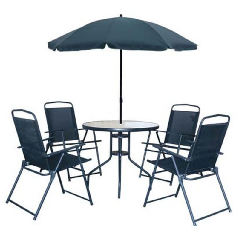 foto del prodotto fraschetti - set ombrellone tavolo 4 sedie nero mod. funny da esterno completo e funzionale