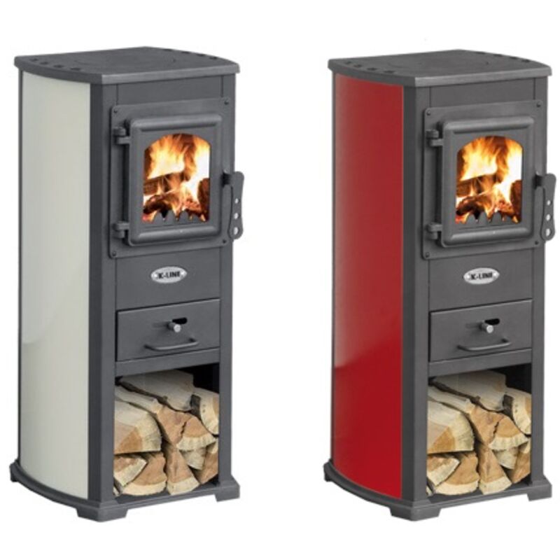 foto del prodotto fraschetti - stufa a legna 5,3 kw karma rosso 40x46xh90 cm