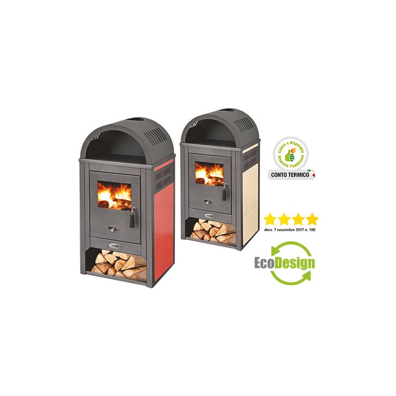 foto del prodotto fraschetti stufa a legna de lux 10 kw in acciaio verniciato caminetto h 109 cm beige