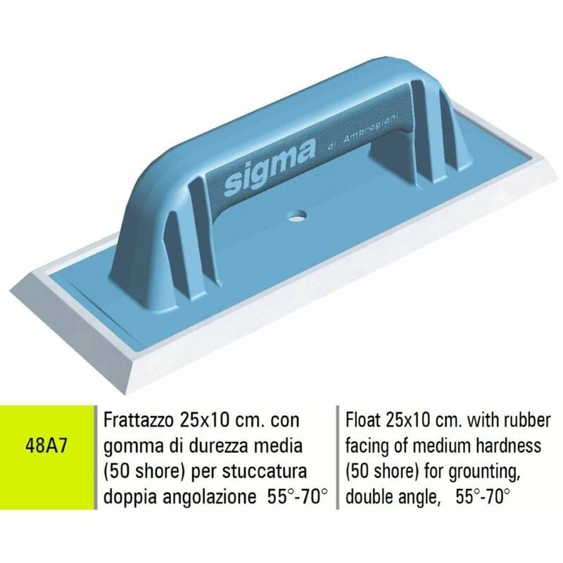 foto del prodotto frattazzo 25x10 cm sigma 48a7 con gomma per stuccatura doppia angolazione 55 70 