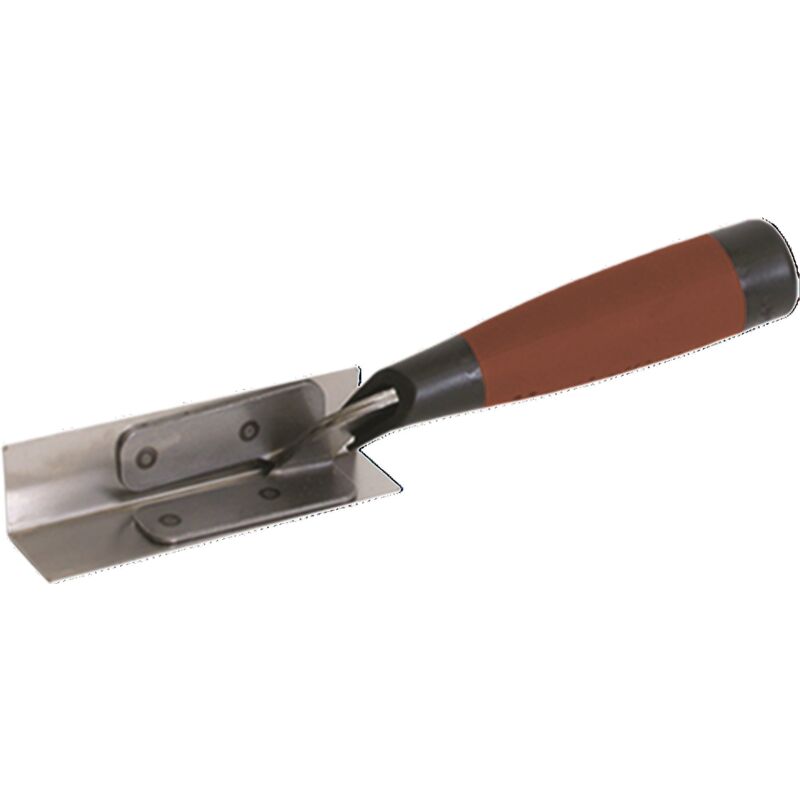 foto del prodotto frattazzo ad angolo interno marshalltown con manico durasoft, in acciaio inox, per cartongesso e intonacatura, dimensioni cazzuola 108x38 mm