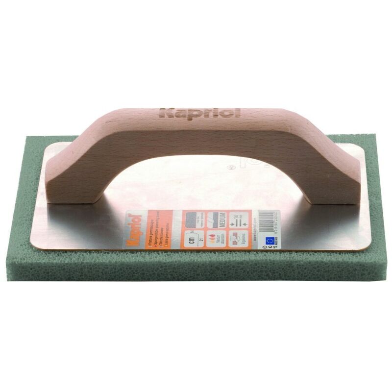 foto del prodotto frattazzo frattone in spugna grigio kapriol manico legno 14x21 cm gommaspugna