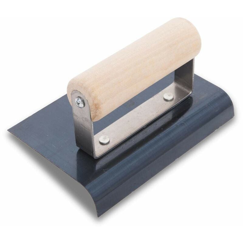 foto del prodotto frattazzo per bordi marshalltown r 3mm, l 10mm con manico in legno in acciaio blu, dimensioni cazzuola 152x102 mm