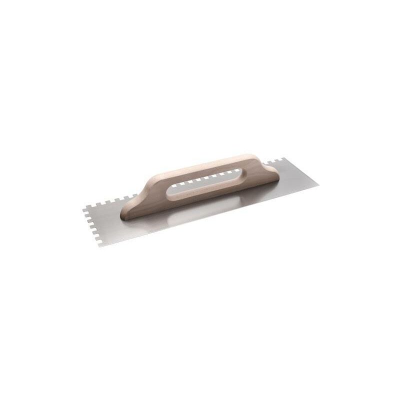foto del prodotto frattone a due mani lama dentata manico legno dimensione denti 10x10 mm