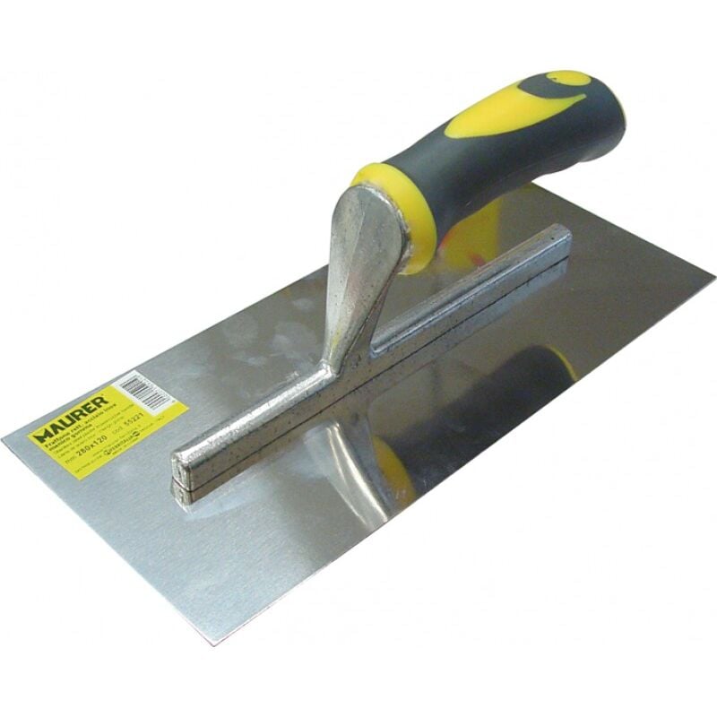 foto del prodotto frattone in acciaio inox 280x120 mm con manico in gomma maurer