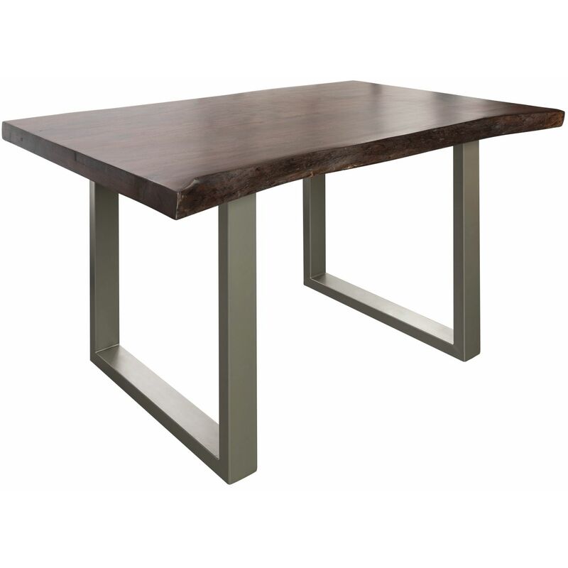 foto del prodotto freeform 5 tavolo da pranzo in legno di acacia laccato marrone gambe in ferro argento mat 140x90x77