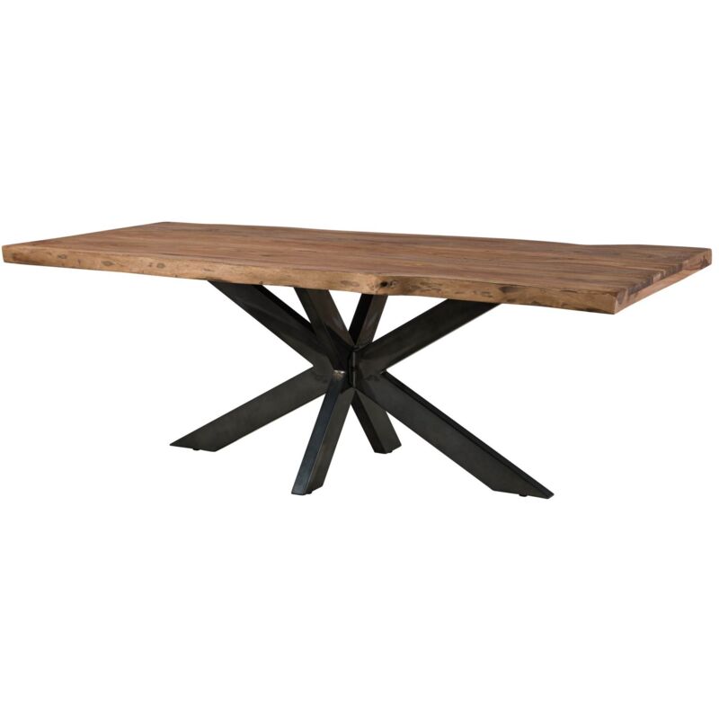 foto del prodotto freeform 5 tavolo da pranzo in legno di sheesham decapato grigio gambe ad x antracite lucido 180x90