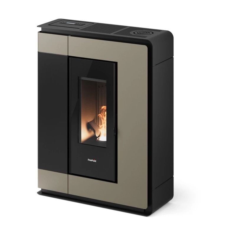 foto del prodotto freepoint stufa a pellet slim canalizzata ermetica arco 9 light bronze 8,5 kw con wi fi