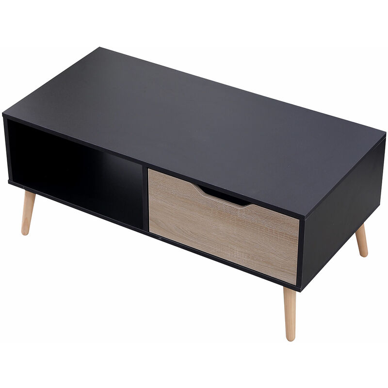 foto del prodotto freja tavolino nero in stile scandinavo con cassetto