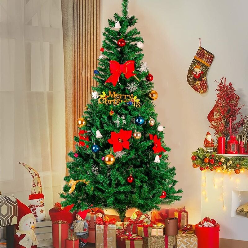 foto del prodotto freosen albero di natale artificiale da 180 cm 600 rami 19 pezzi di decorazioni natalizie riutilizzabili kit ghirlanda a led con fiocco