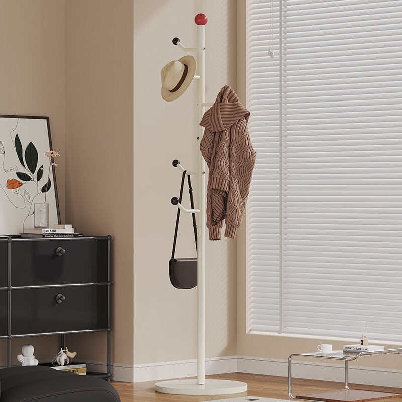 foto del prodotto freosen appendiabiti appendiabiti con 6 ganci appendiabiti su supporto per vestiti cappelli soggiorno camera da letto 174x36cm bianco