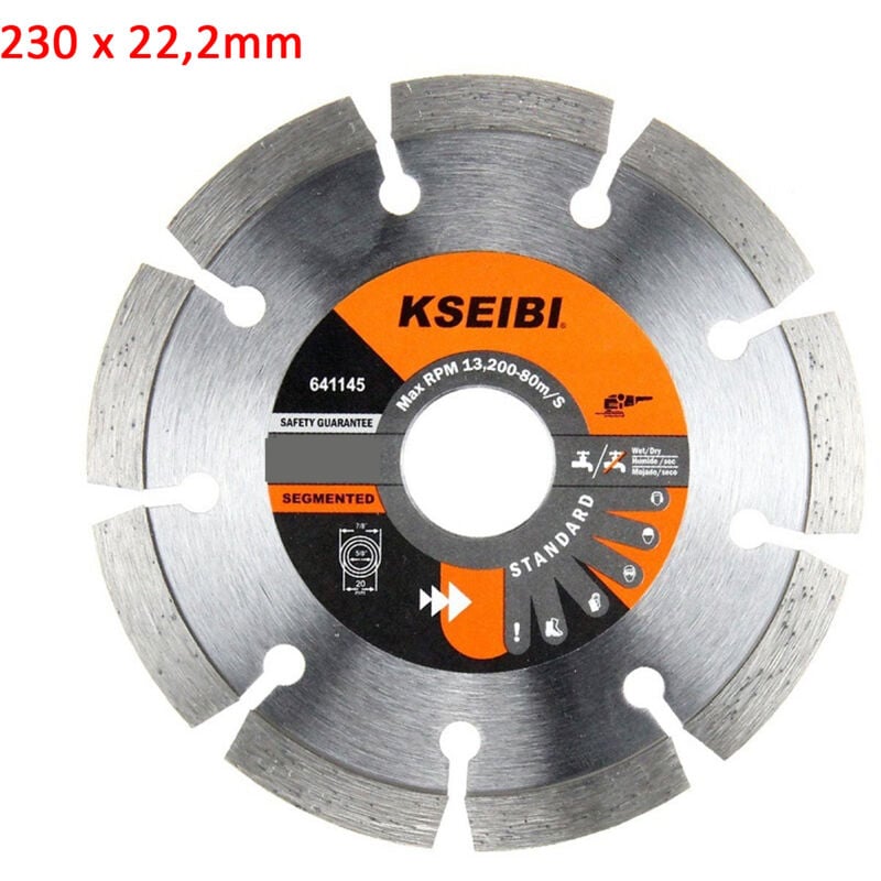 foto del prodotto freosen disco diamantato da 230 mm disco per il taglio di pietra pavimentazioni in cemento armato clinker granito asfalto basalto 230 mm x 22,2 mm