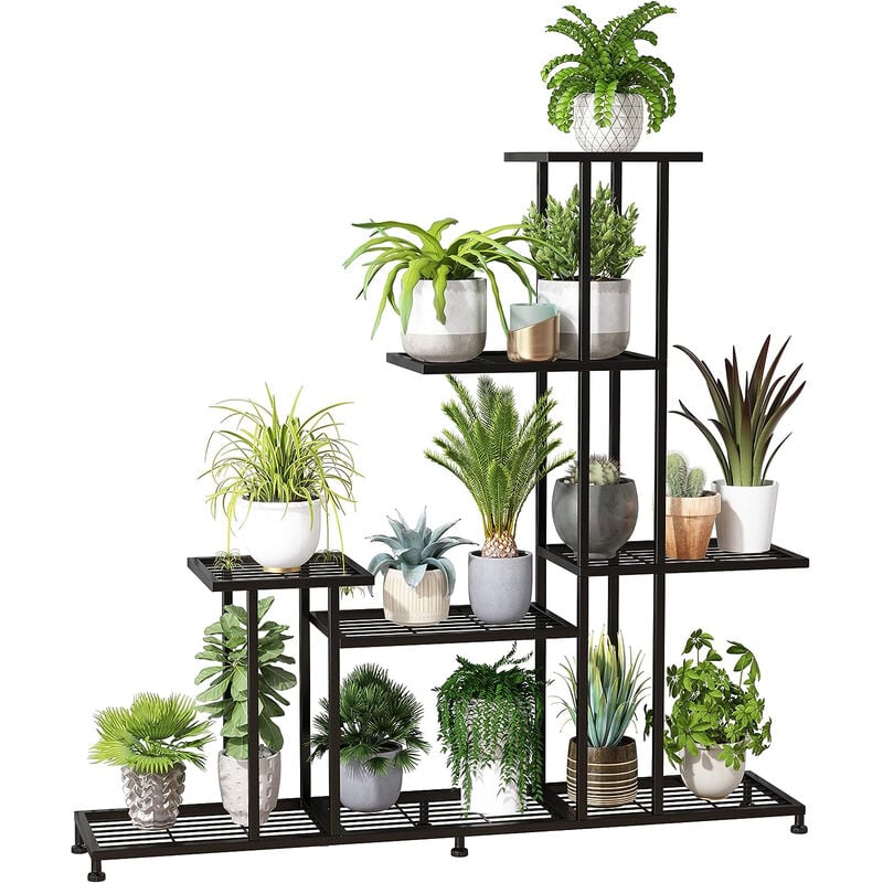 foto del prodotto freosen portapiante in ferro battuto porta piante con 8 ripiani portavaso nero per balcone giardino patio 110x116x25 cm