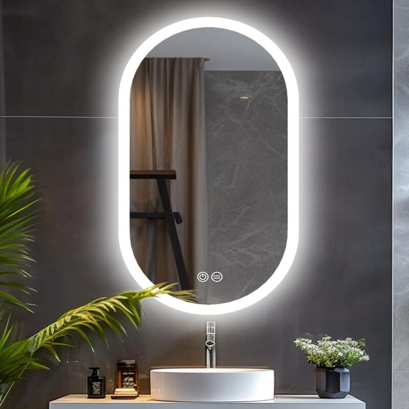 foto del prodotto freosen specchio luminoso per sala da bagno 60 x 90 cm specchio luminoso per sala da bagno con led 3 modalit di illuminazione dimmerabile
